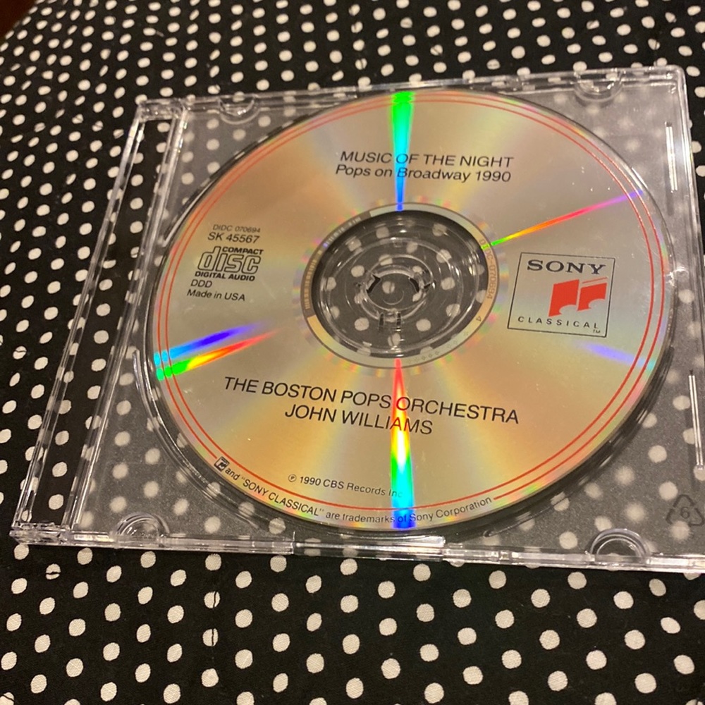 Music of the Night Pops on Broadway 1990. The  Boston Pops John Williams.no case